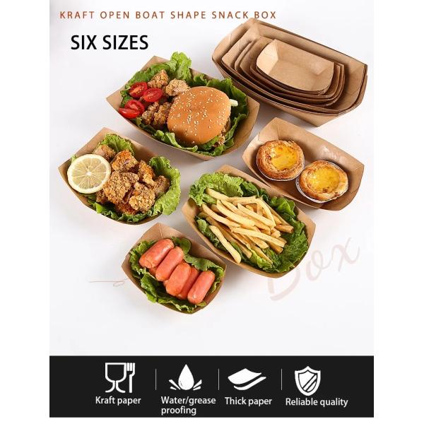 Customized LOGO Printed Eco Friendly Brown Kraft Paper Tableware 100ml-1000ml Kraft Paper Boat Box