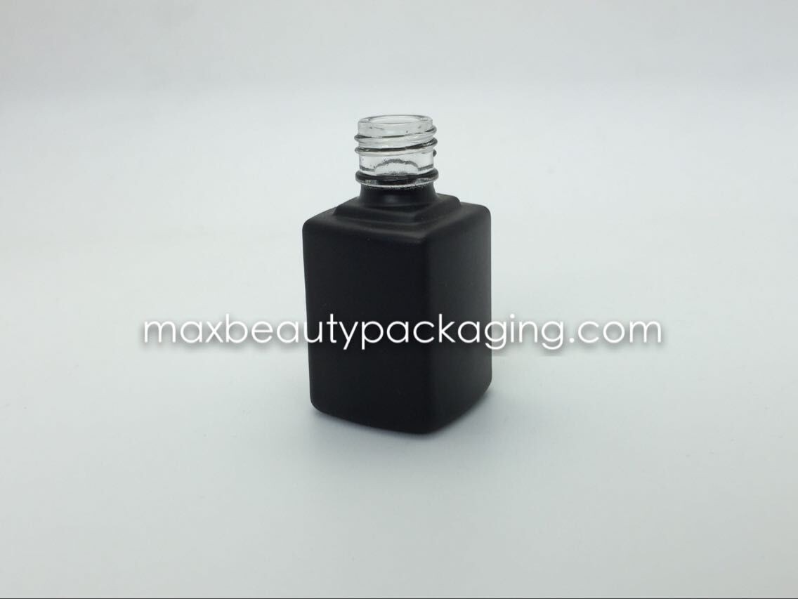 hot sale black thick strong powder coating gel bottle 15ml round straight shape gel polish bottle nail polish packaging