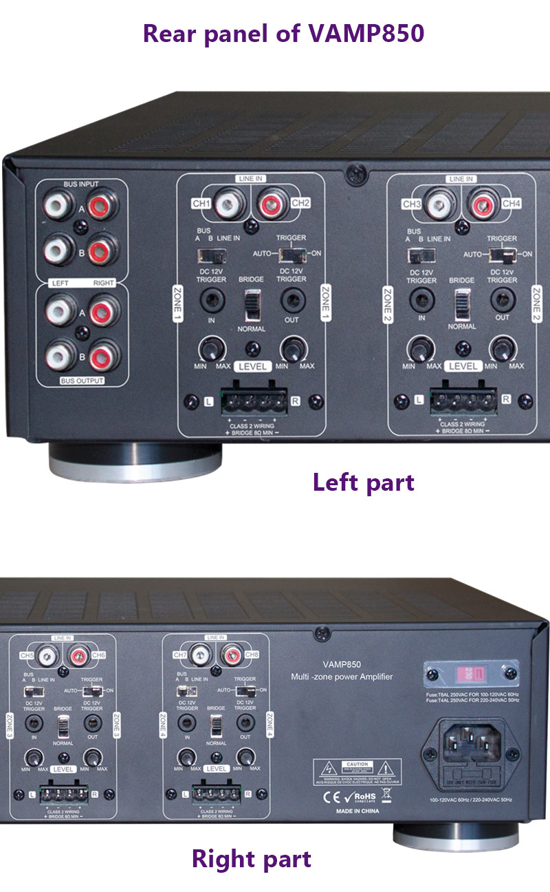 400W RMS Power Rack Mount 8 Channel Power Amplifier For Restaurant Theater Studio