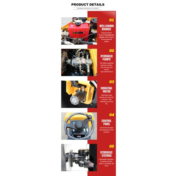 Factory Price CE Certified Double Drum Road Roller 1500kg Asphalt Compactor Roller Mini Vibratory Roller