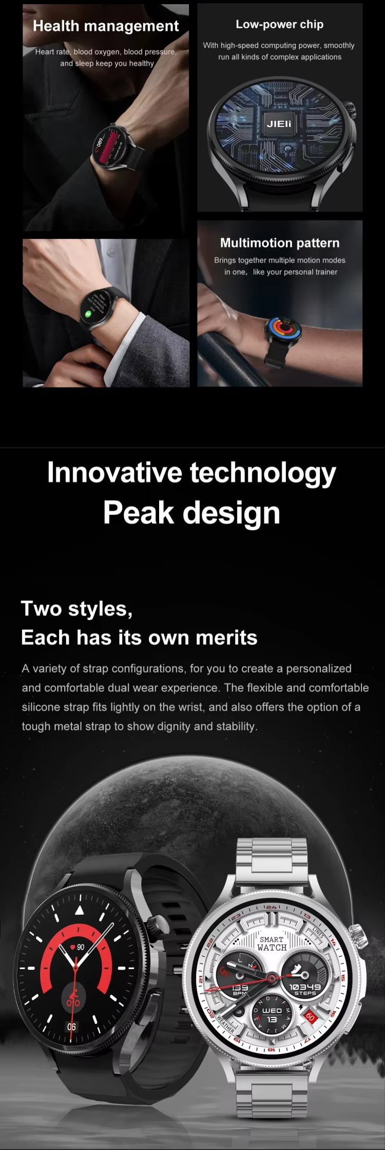 Waterproof Round Sport Outdoor Smartwatches Multifunctional 200mAh