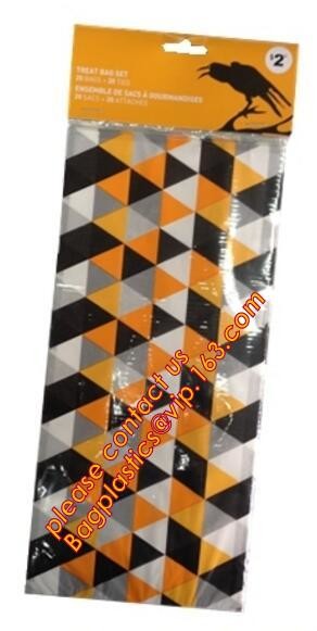 gravure printing halloween party bag, cute design food grade plastic cookie packing,halloween shrink cello treat bags fo