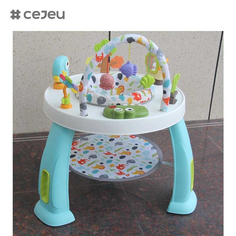 CJ-XTD-901 3-in-1 Multi-Functional Children's Activity Table Baby Walker and Interesting Building Block Set with Plastic Frame