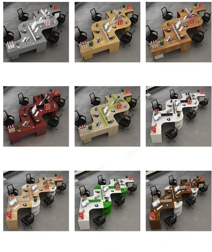 Modern Staff Workstation L-Shape Desk Set with Aluminum Frame and Panel/Fabric/Steel