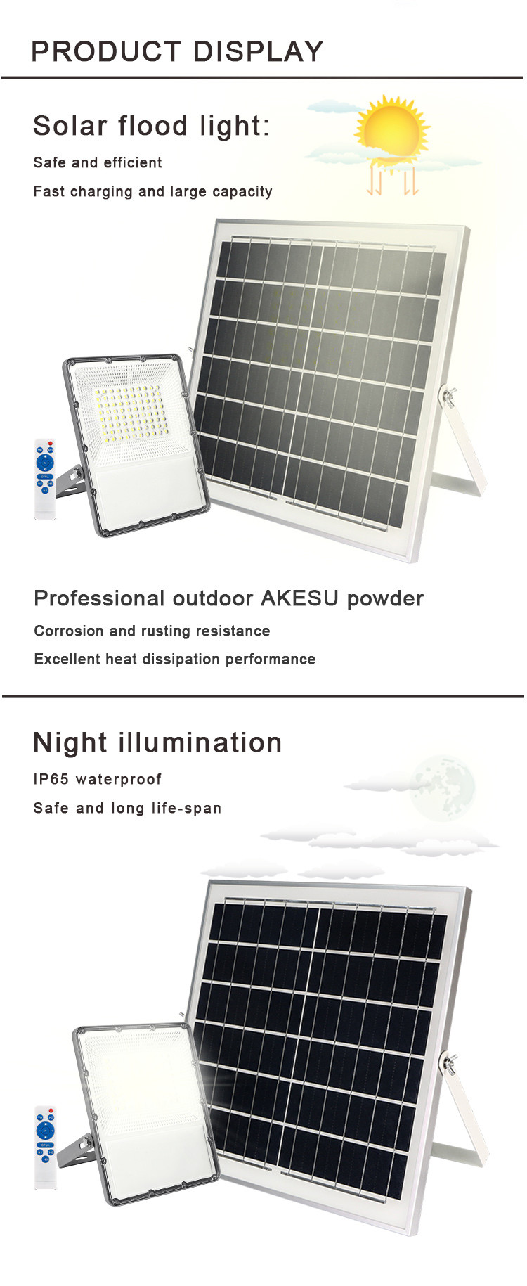 60W Cool White 211.5*251.5*41mm Solar Powered Flood Lights
