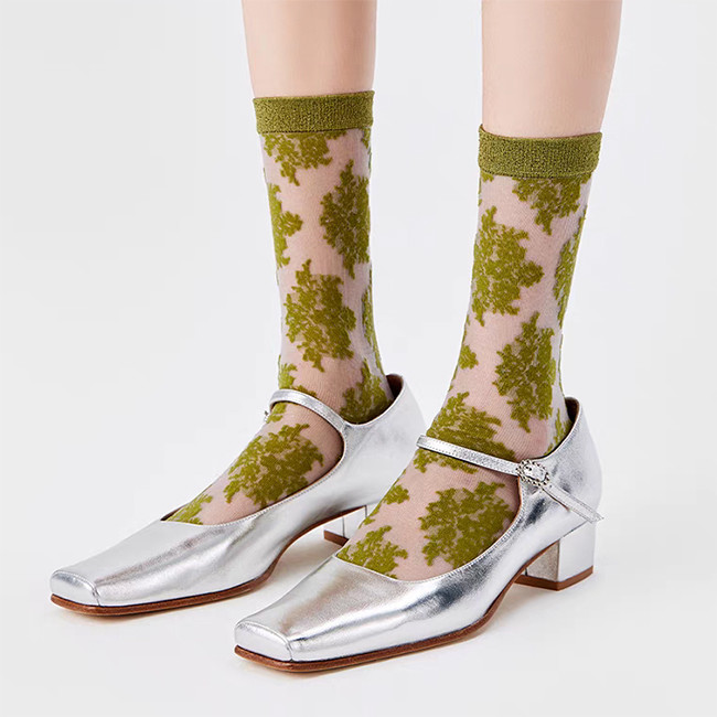 Custom Summer Wear Fashionable Crystal Socks Women'S Glass Silk Tide Socks