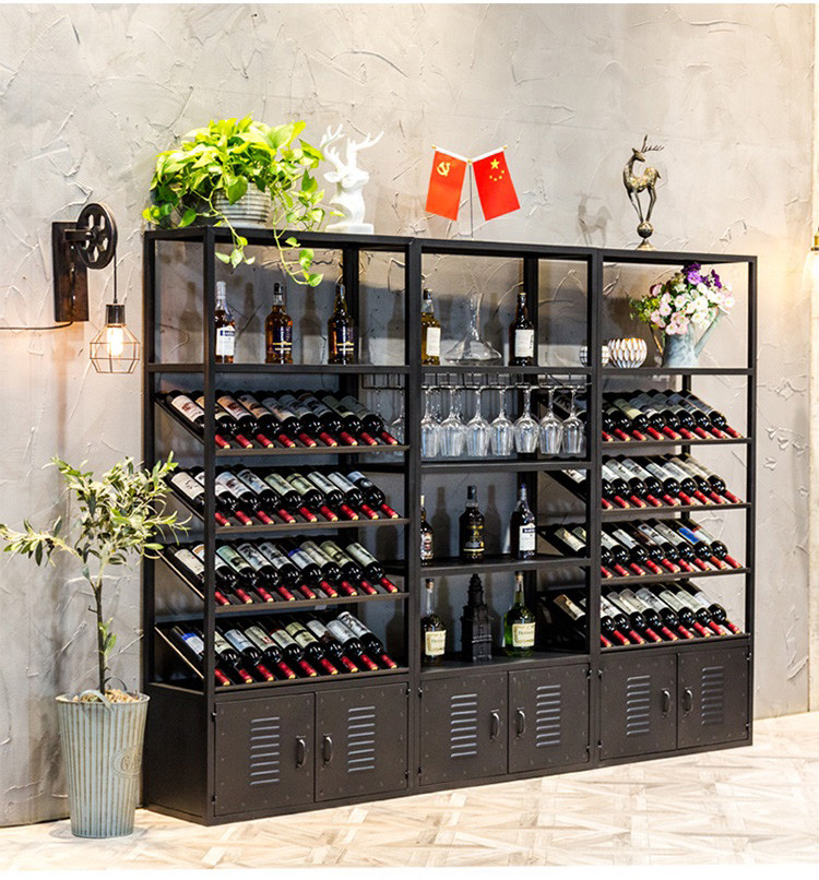 Modern Luxury Metal Wine Display Shelf Black MQ-S005 For Storing Wine