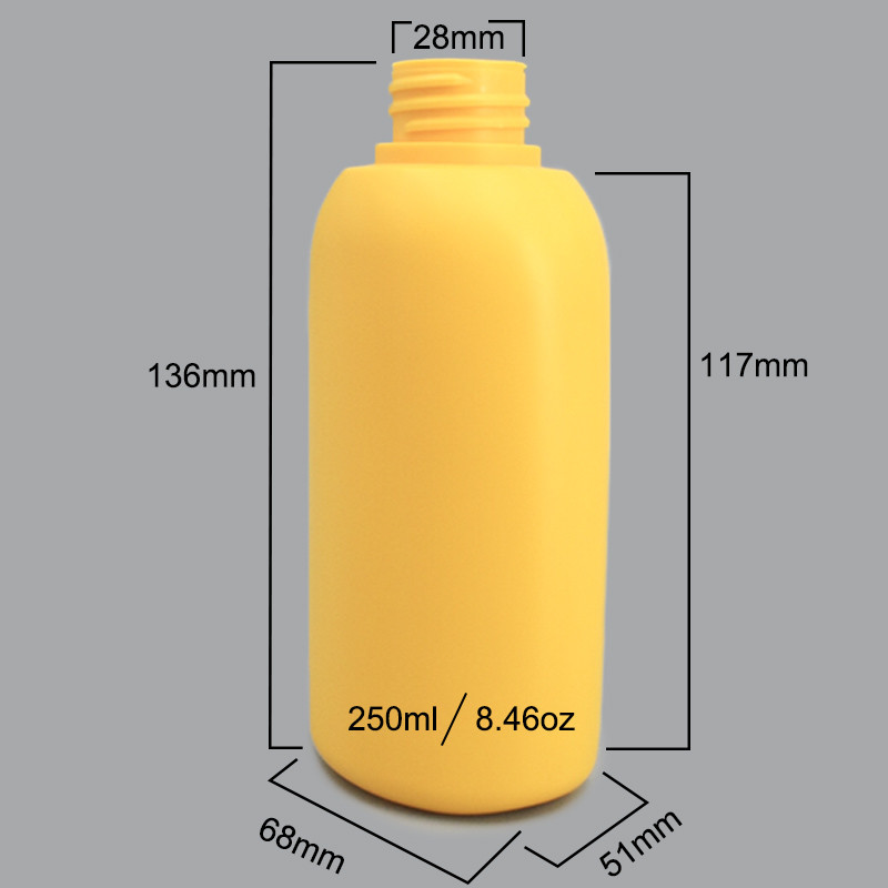Yellow 28mm Square 8.45oz HDPE Pump Bottle