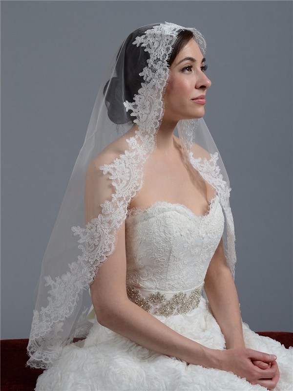 Embroidery Cord lace with Rhinstone Ivory/White Bridal Veil Wedding Accessories