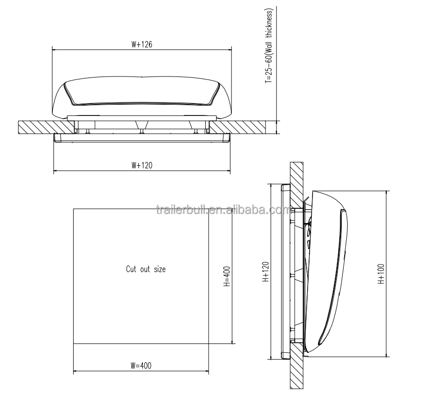 Gas Strut Opening RV Roof Skylight Windows for Mitsubishi Dongfeng Foton Steyr Trucks