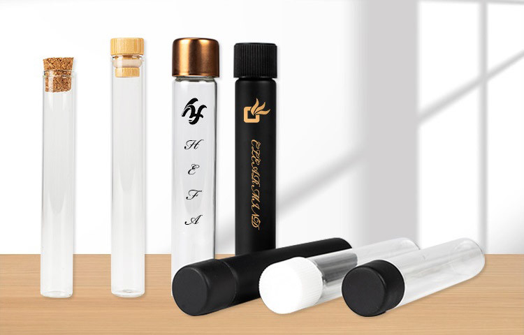 Matte Black Glass Pre Roll Tube For Cigarettes Childproof Joint Tube