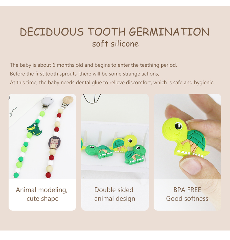 Small Silicone Animal Beads , Silicone Beads Baby Teether For Necklace Chains Bracelet