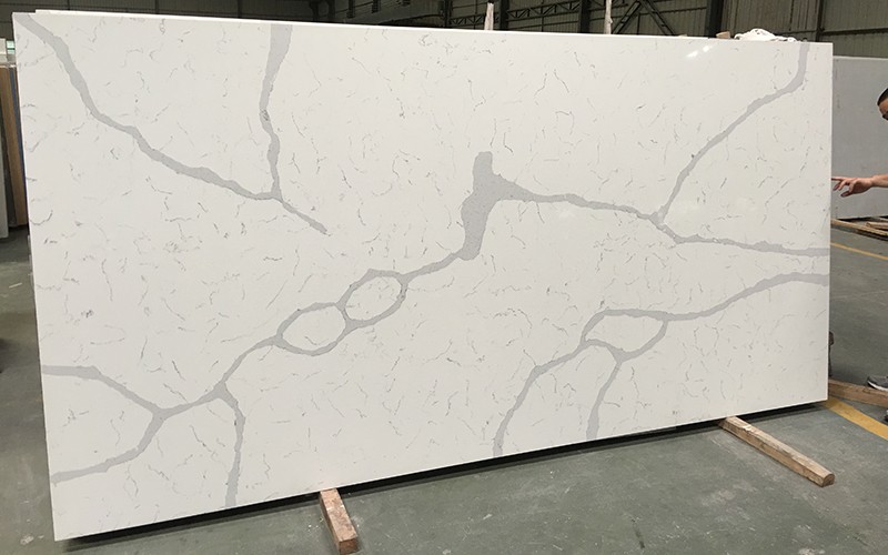 Polished Surface Calacatta Quartz Slab , Kitchen Calacatta Quartz Countertops
