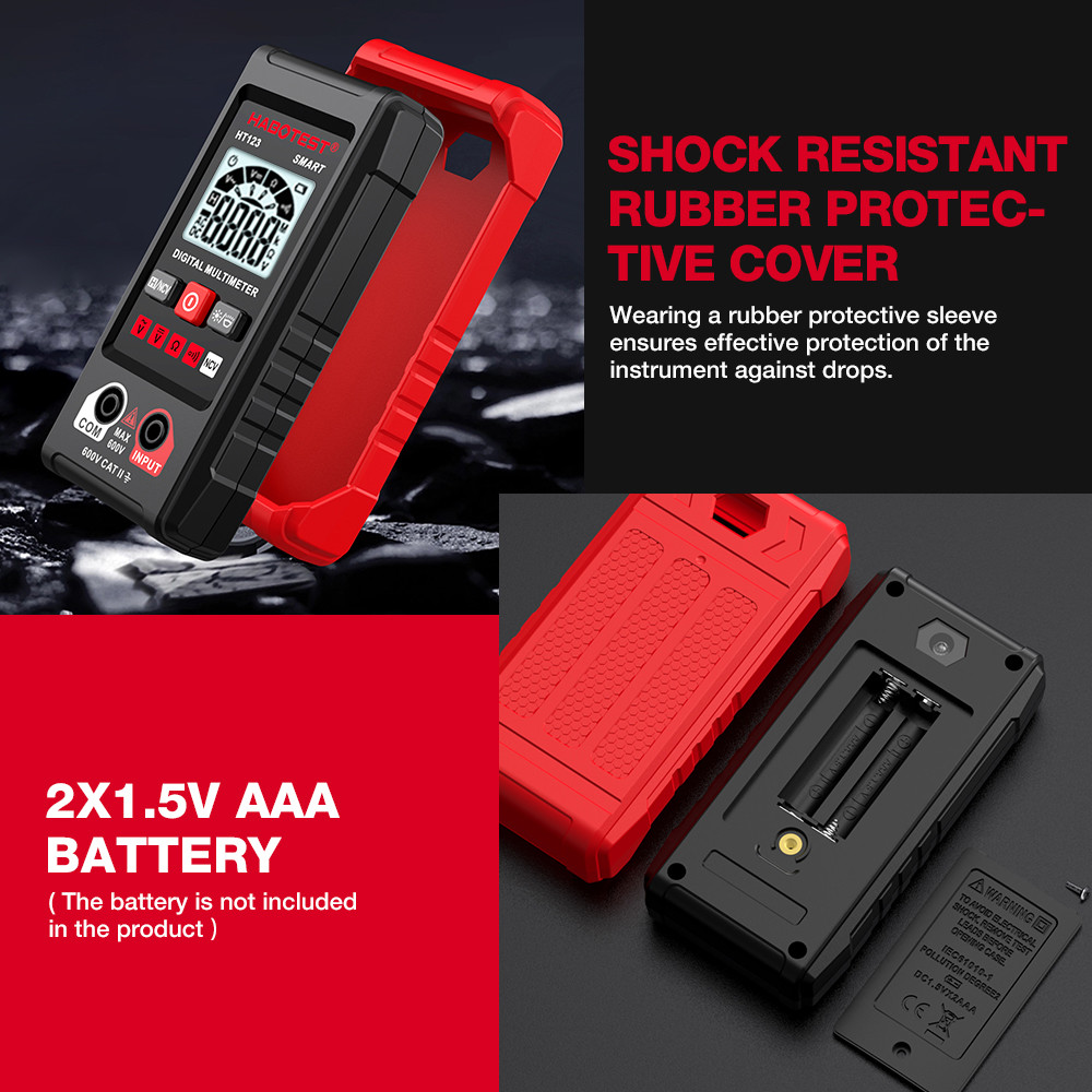 HT123 Smart Digital Multimeter AC/DC Voltage Resistance Continuity Measurement Tester NCV Multimeter With Backlight