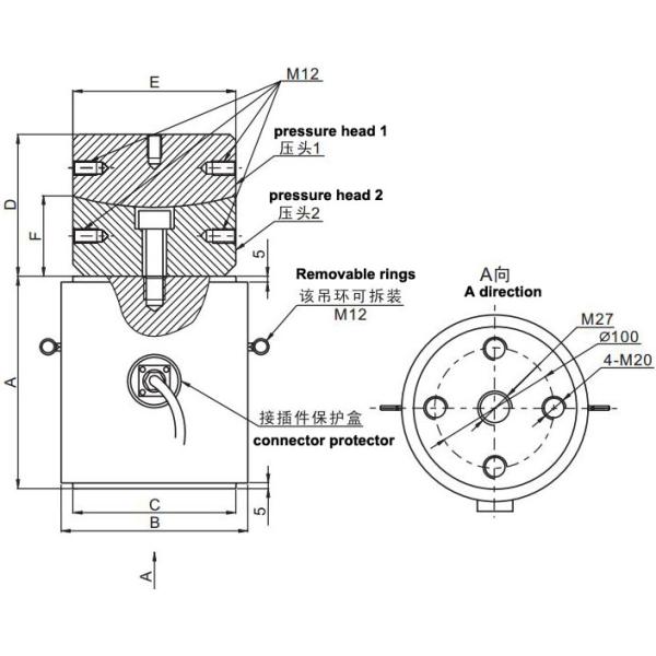High Accuracy Class 0.03%F.S Canister Pressure Sensor Load Cell for 30 50 100 300 500 1000 and 3000 Ton Capacity
