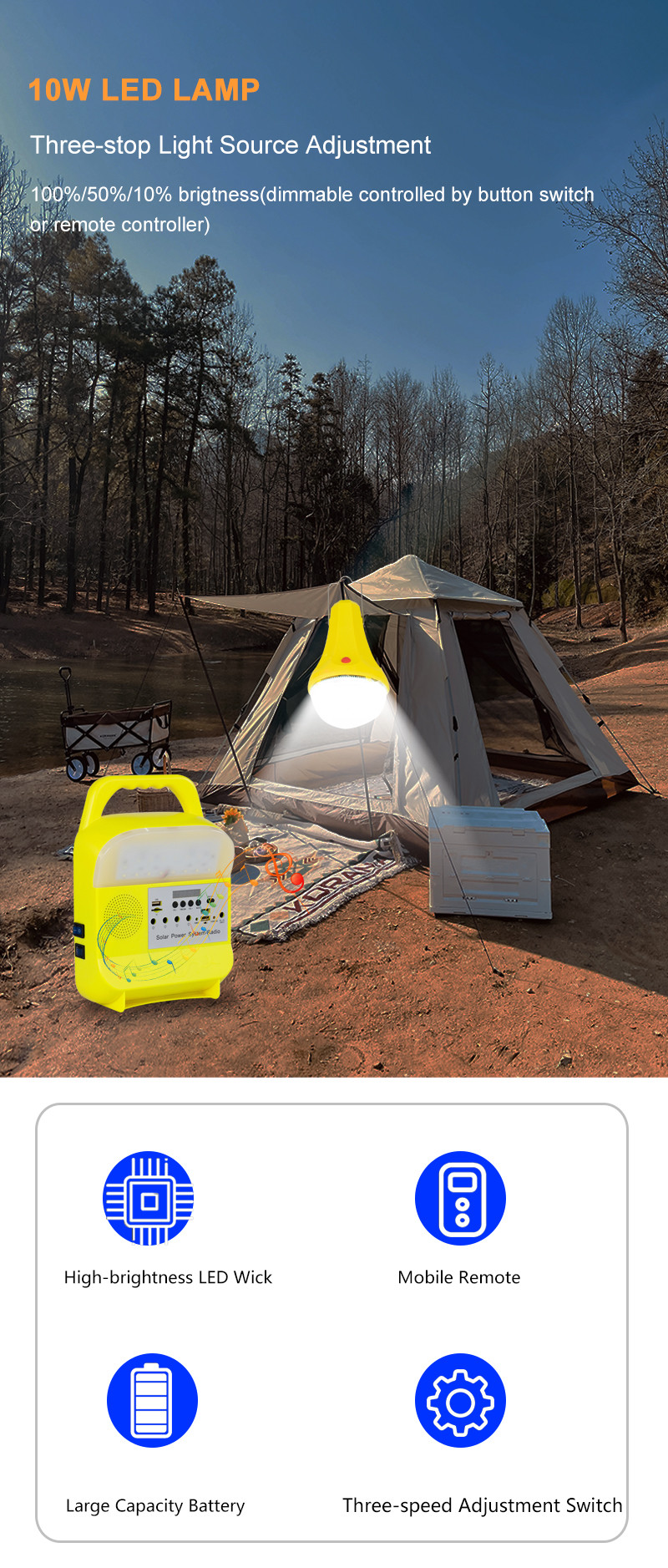 Mini Portable Solar Power System Generator 30W With Phone Charger 4 LED Bulbs
