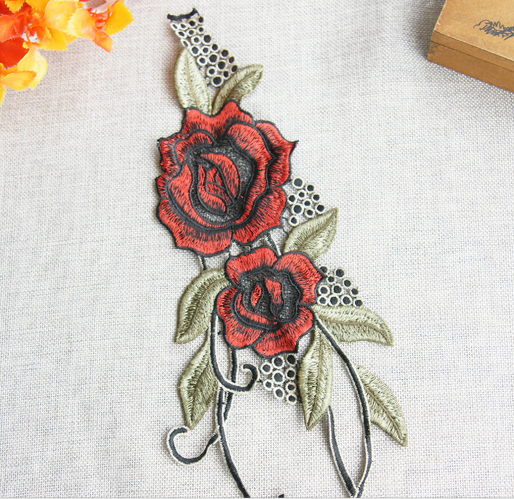 100%Polyester Embroidery Pajams Collar Lace Mesh Based Necklace Decoration