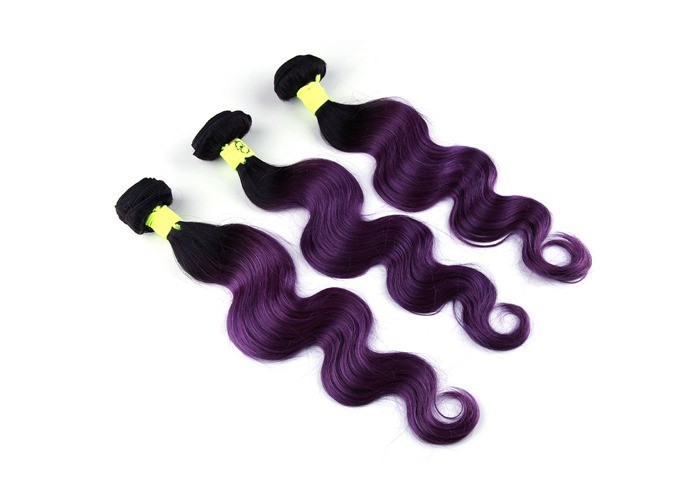Double Machine Weft Purple Colored Human Hair Extensions No Any Split For Every Beauty