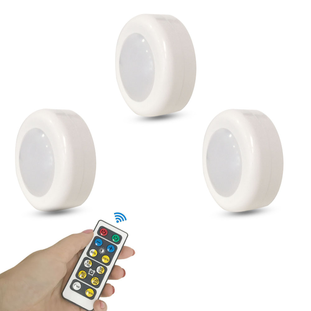 16 Colors 3 Modes 62MM RGB LED Puck Lights Wireless Under Counter Lighting With Remote