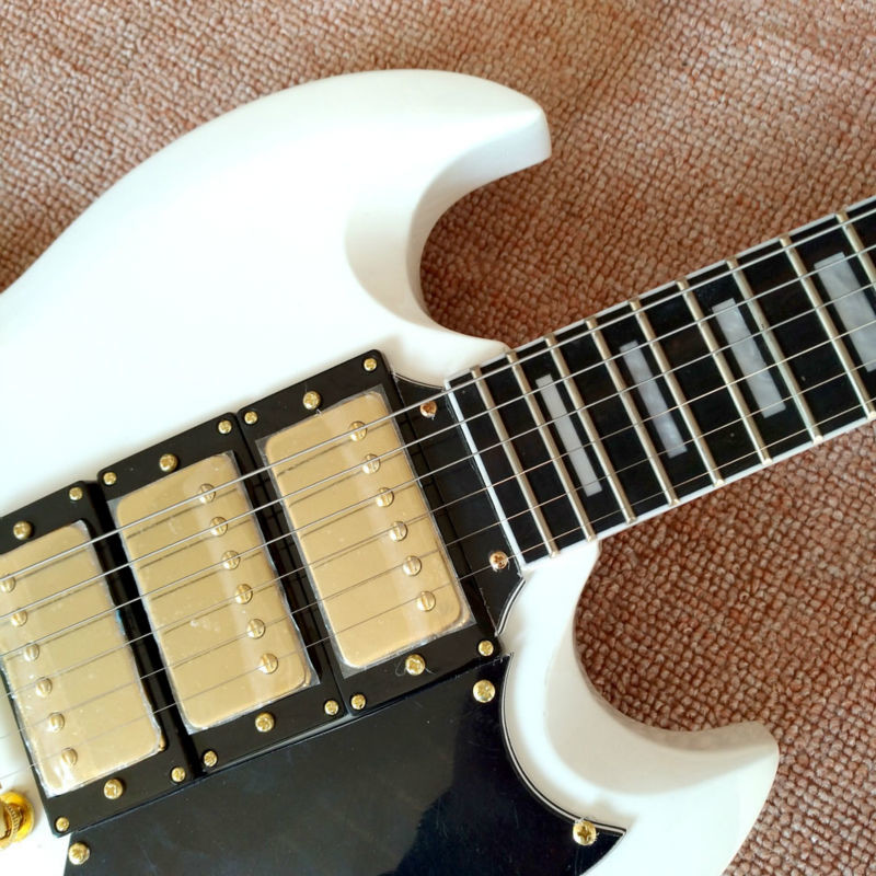 High quality SG electric guitar styles, ebony fingerboard, gold hardware, 3 pieces pickups electric guitar