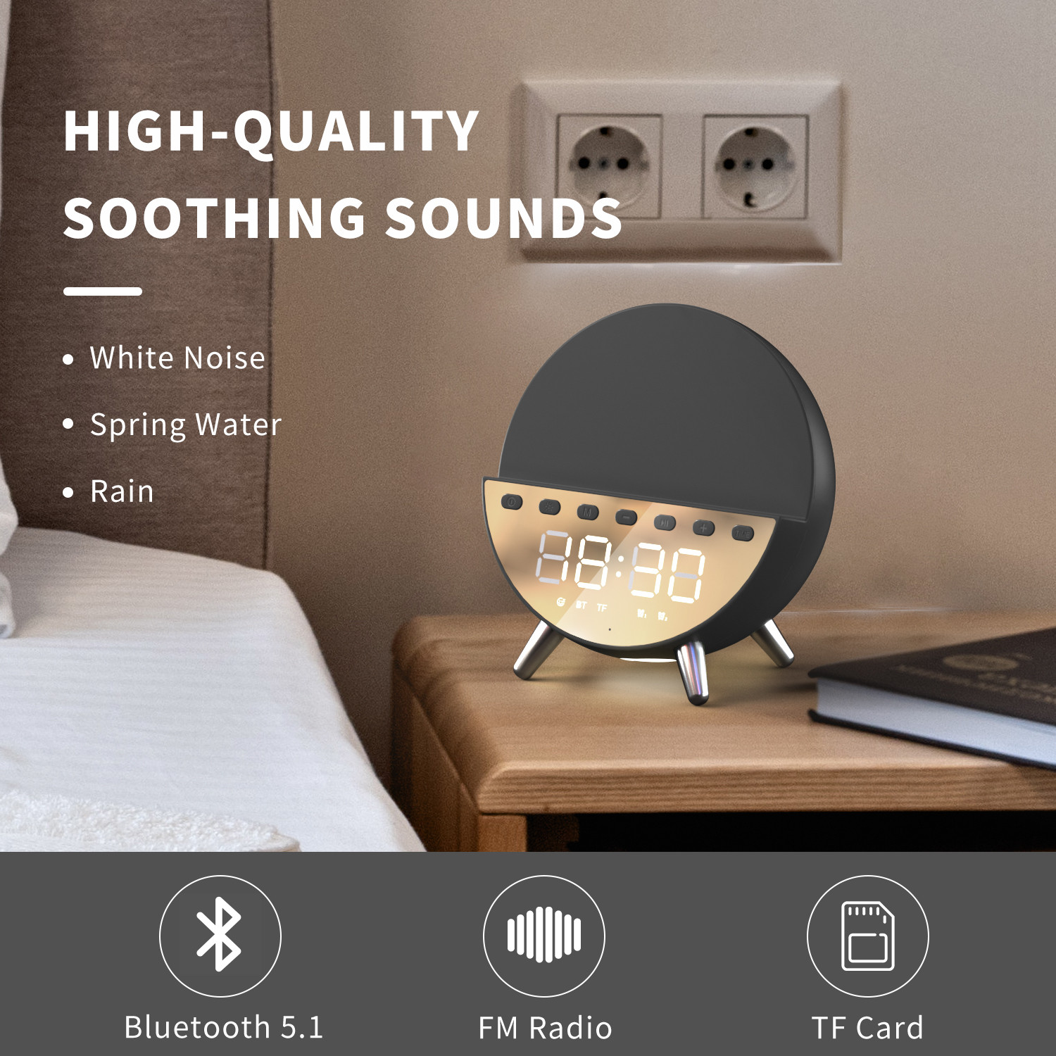 15W Fast Charging Wireless Charger with Bluetooth Speaker and Light 131*75*146MM Body Size