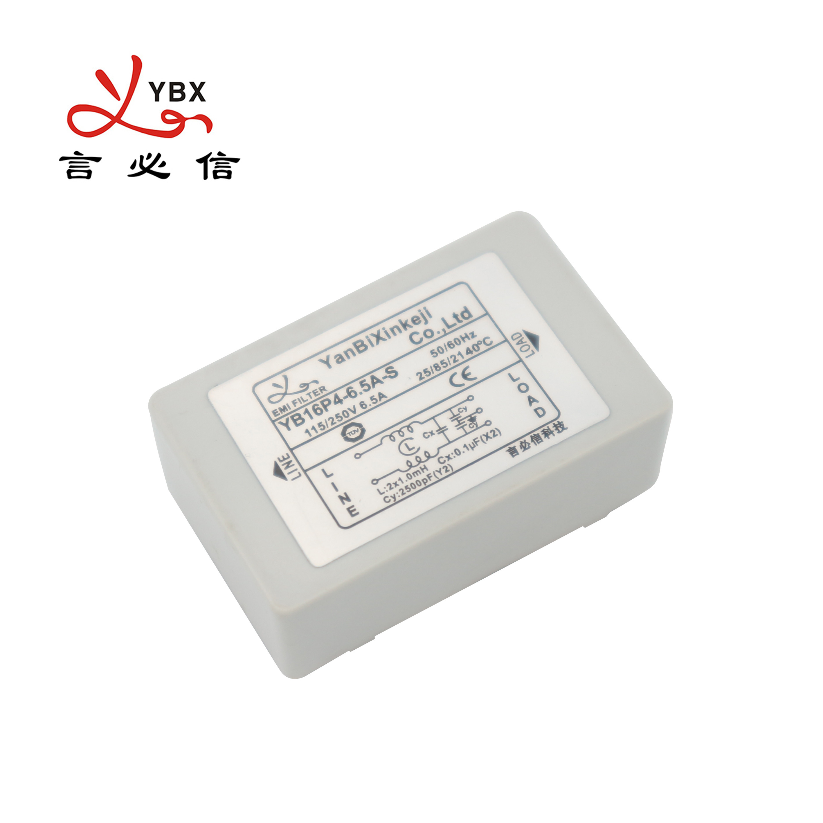 Yanbixin 6.5A White Plastic Housing EMI Power Line Filter YB16P4 With Small PCB