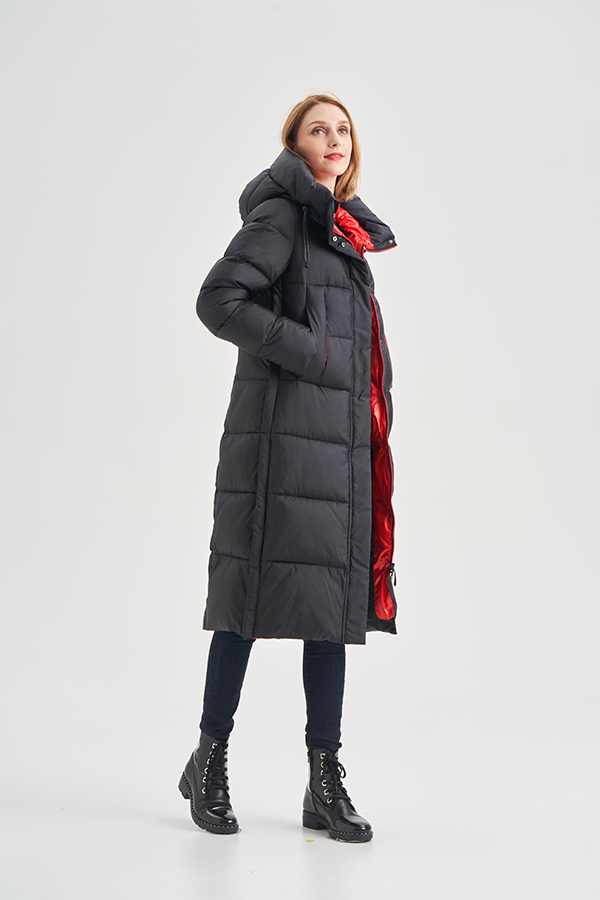 FODARLLOY Shine High Quality ladies warm hooded fur collar cotton-padded clothes slim long cotton winter jackets women coats
