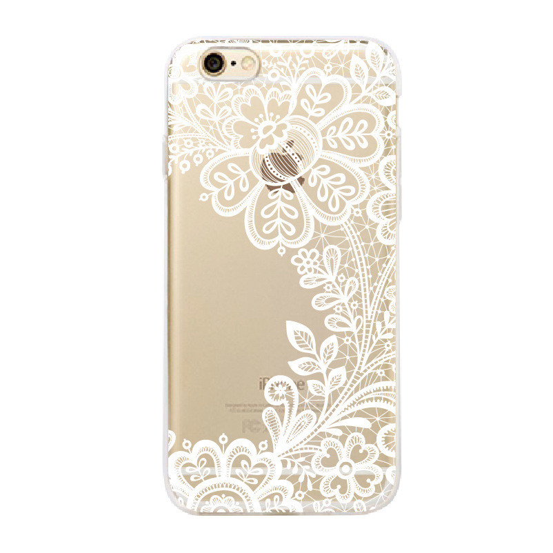 Soft Rubber Designer Cell Phone Cases For Iphone 6s Lace Flower Mandala