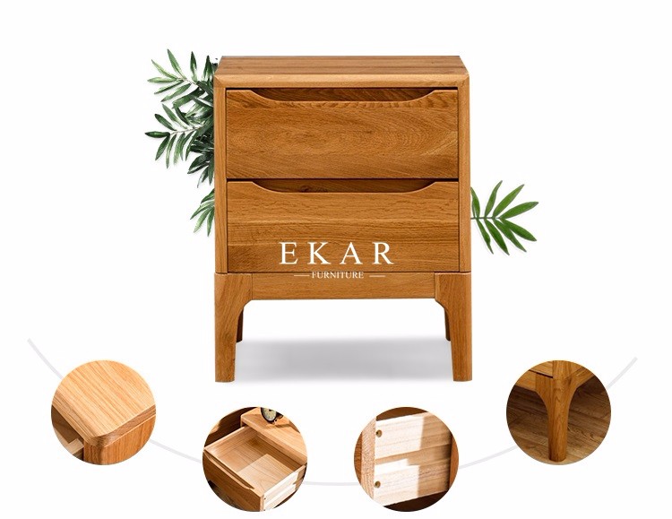 Bedroom Furniture Solid Oak Nightstand Bedside Table