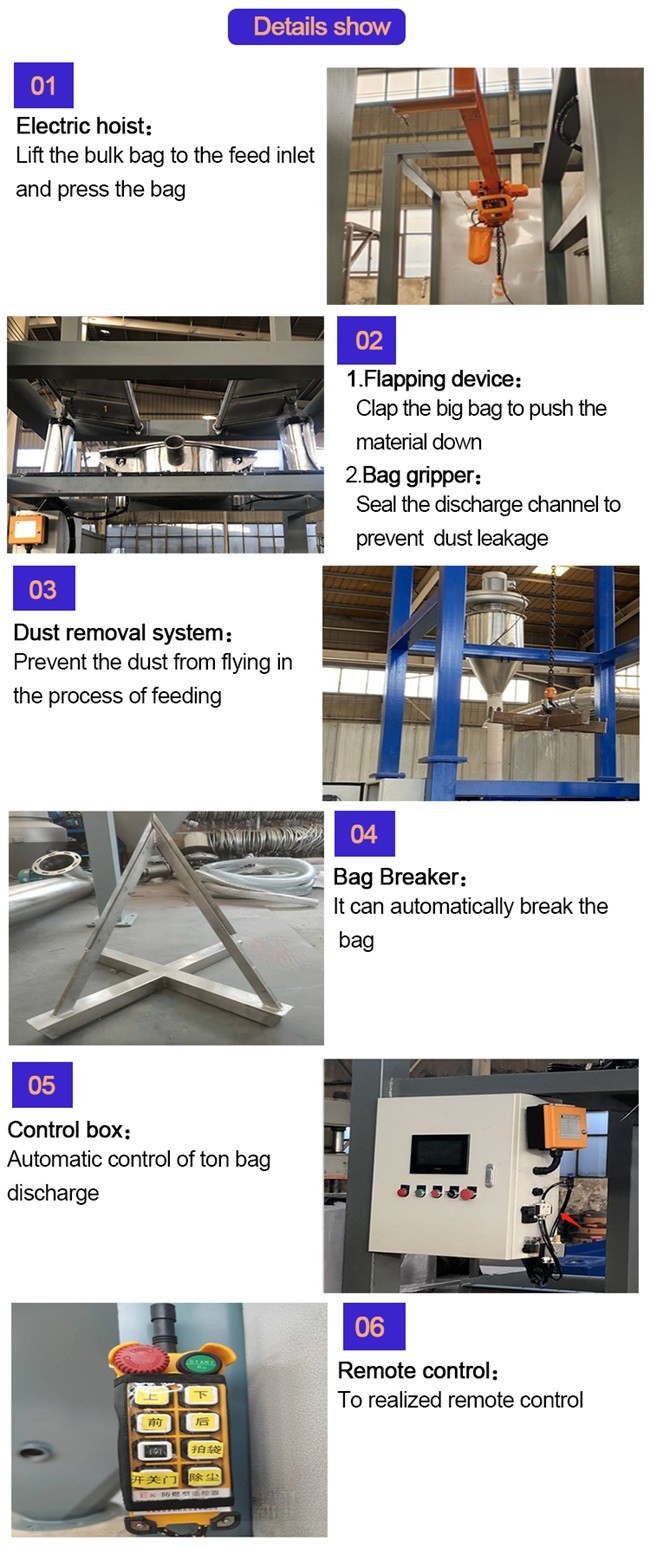 Automatic Powder Big Bag Unloading System Open Type Ton Bag Unloading Machine