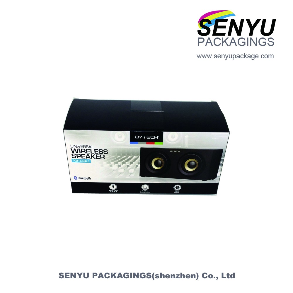 wireless speakers packaging custom logo printing cardboard box with window