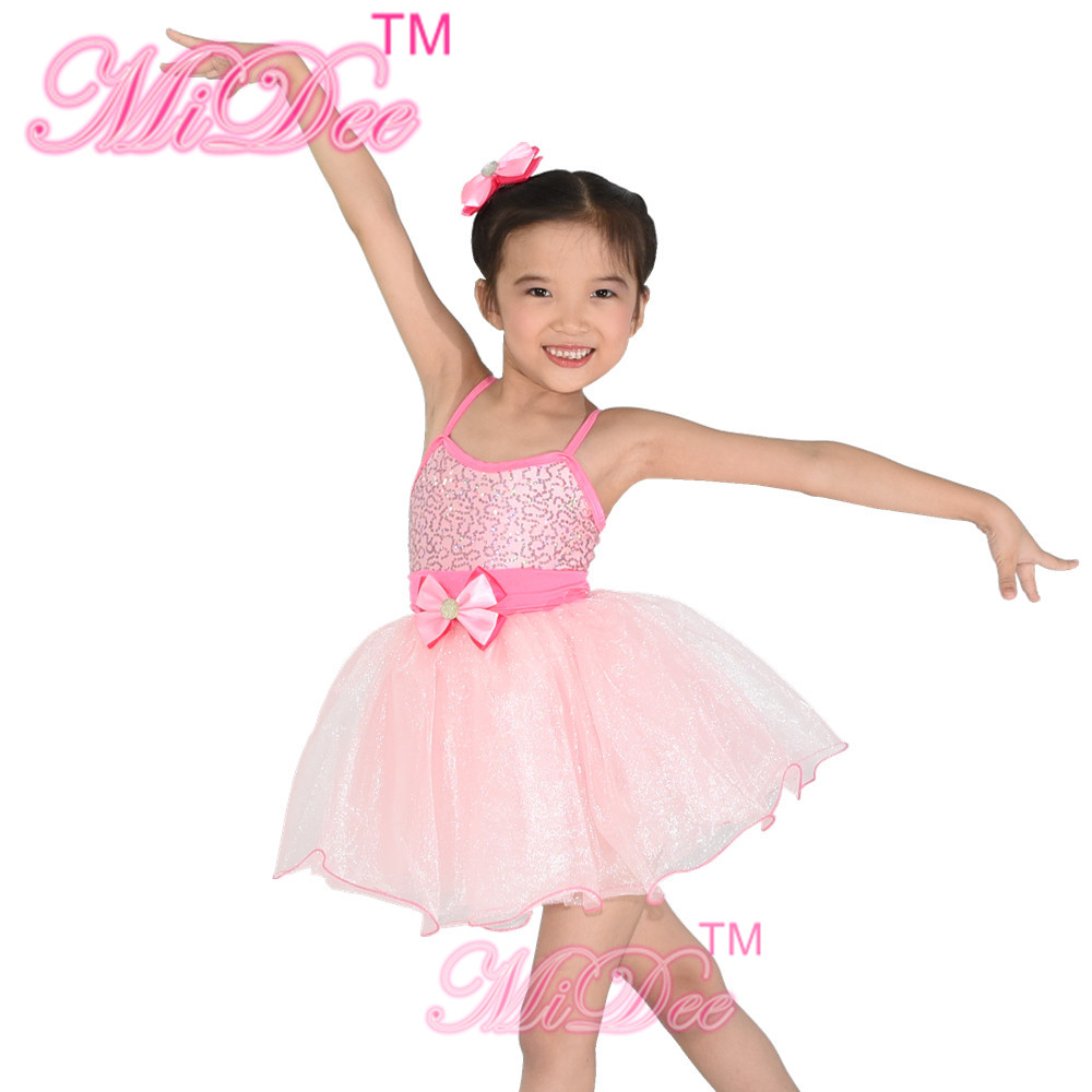Pinky Tutu Dance Dress Leotard Under Mesh Spandex Polyester Material For Solo Dance Performance