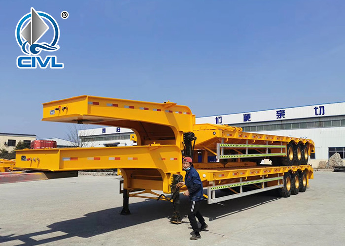 SINO TRUK Utility 3 Axles Semi Trailer Trucks / Flat Low Bed Trailer