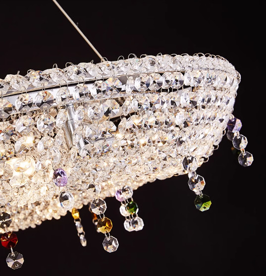 Oval Crystal Pendant Light For Living Room And Dining Room