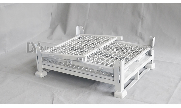 White Steel Folding Turnover Box , Industrial Steel Metal Storage System