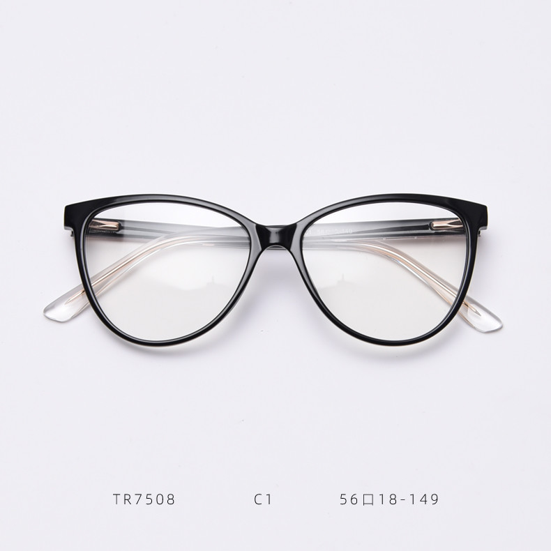 Spring Europe America Large Cat Eye TR90 Material Glasses Flat Mirror Female Myopia