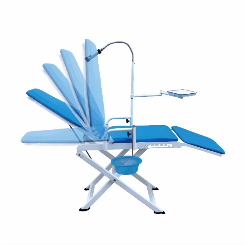 Light Weight Dental Portable Chair Unit Mobile Folding Chair with Led Light Work with Portable Turbine Unit