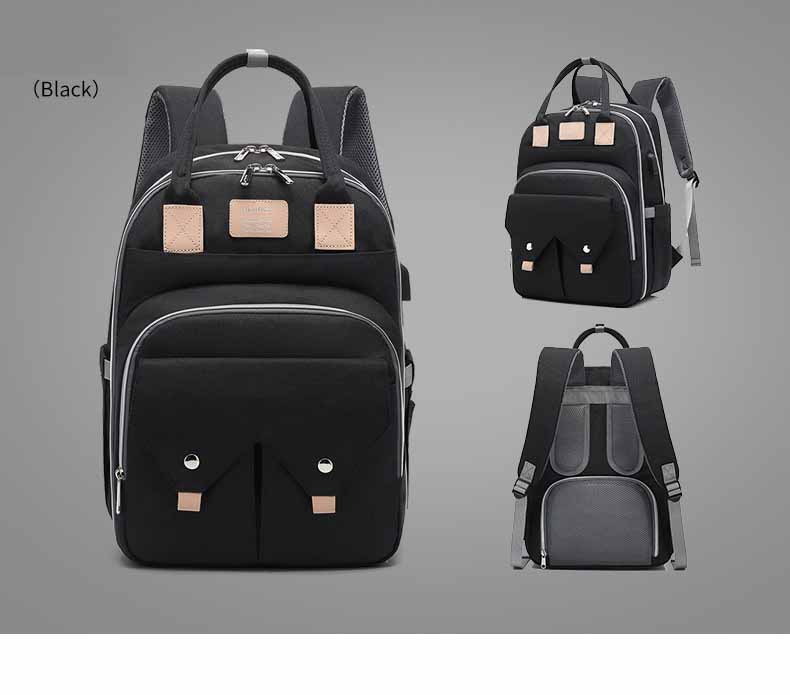 Large Capacity Mom Baby Bag Multi-function Waterproof Outdoor Travel Diaper Bag With USB Charging For Baby Care