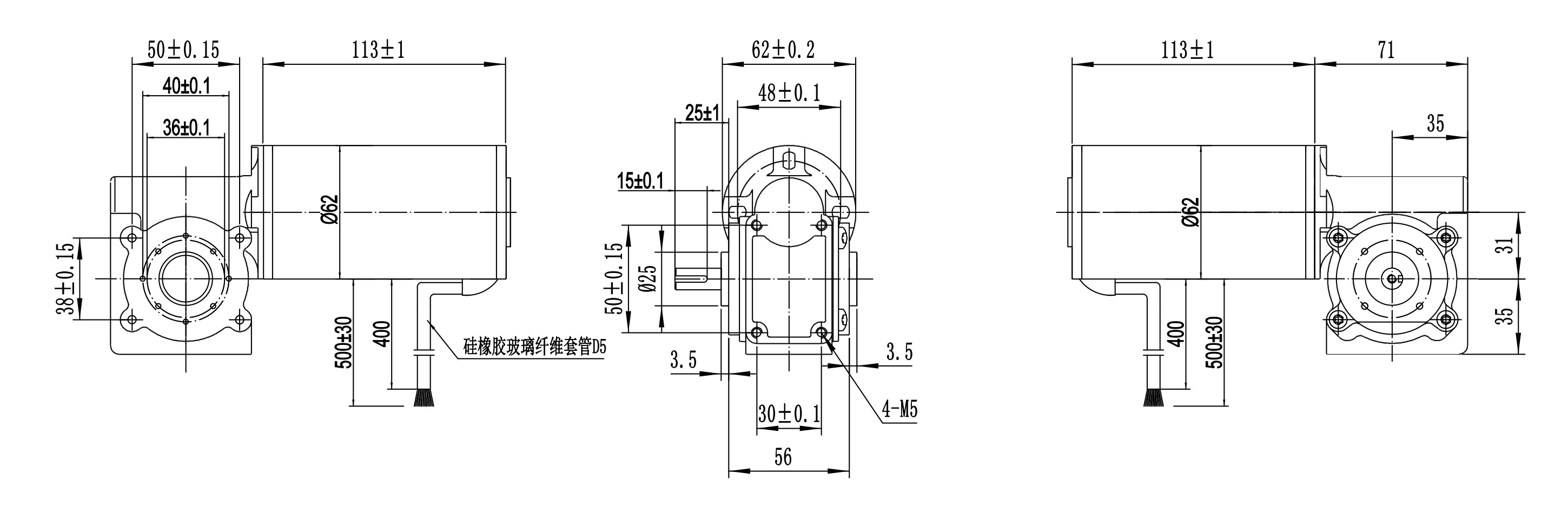 63BLX01-XXWG15R DC Worm Gearbox Motor 220rpm 1A 3.5N.M 114W 24V