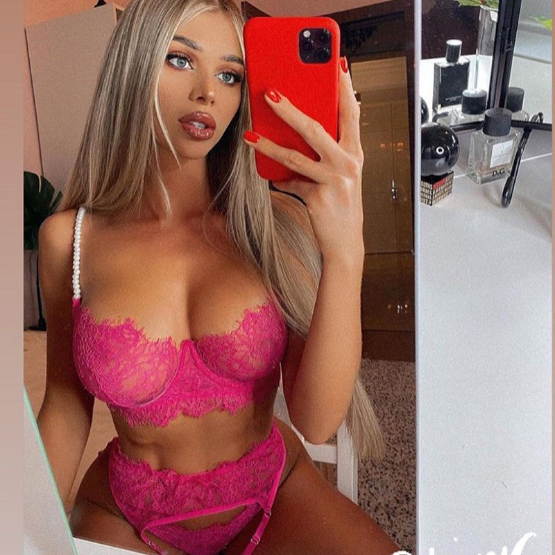 Luxury Lace Sexy Push Up Bra Underwear Lingerie Sets With Pearl Women Sexy Lingerie