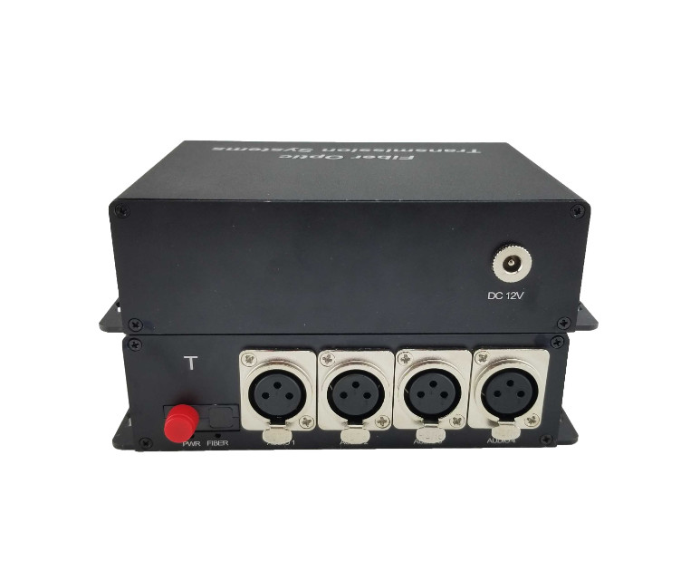 4 Channel Forward XLR Balanced Audio to Fiber Converter,broadcasts quality audio signals up to 12.5 miles of single-mode