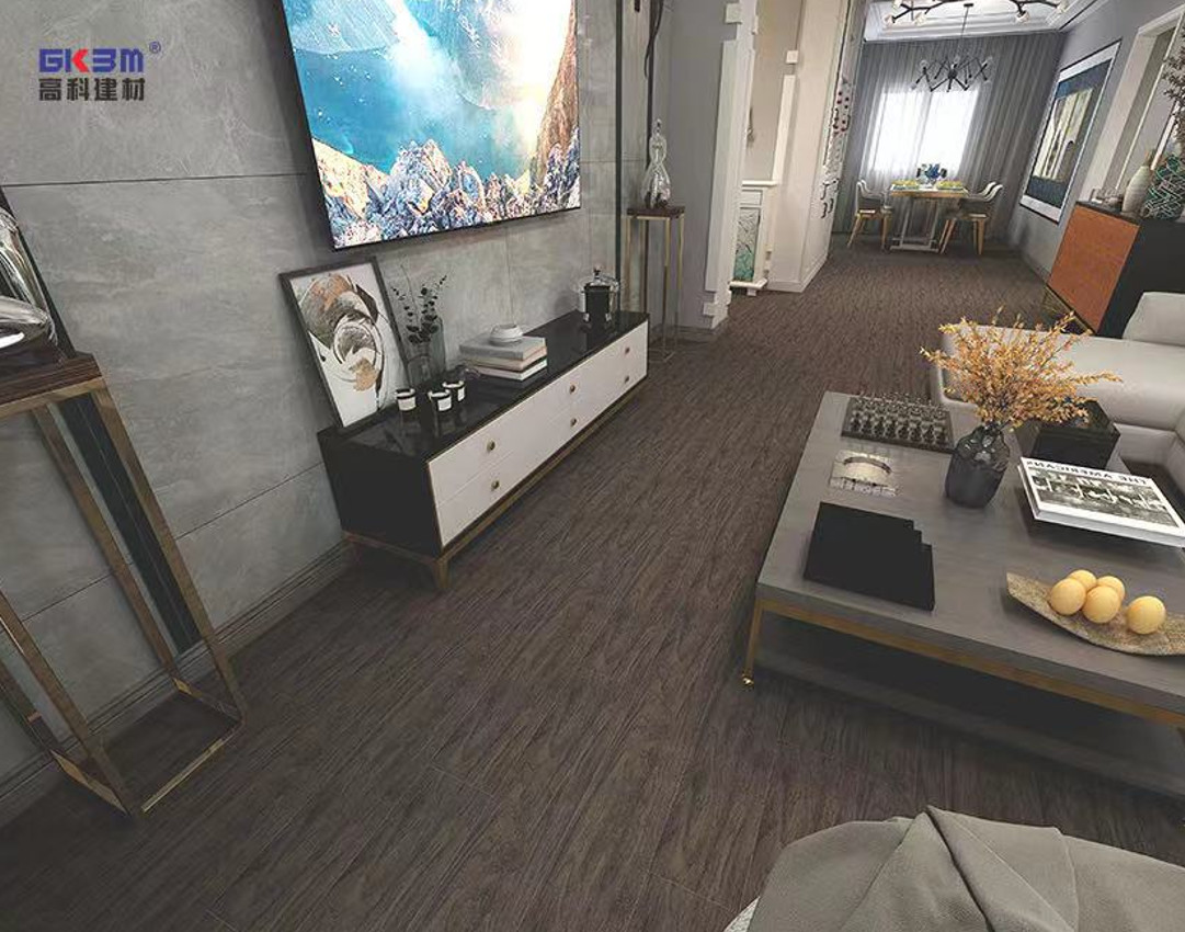 Eco Friendly SPC Flooring 4mm Waterproof Fireproof E0 Formaldehyde Mocha Black Teak GKBM SY-W3010