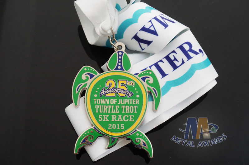 Sea Turtle Design Custom Imitation Hard Enamel with Sublimated Ribbon