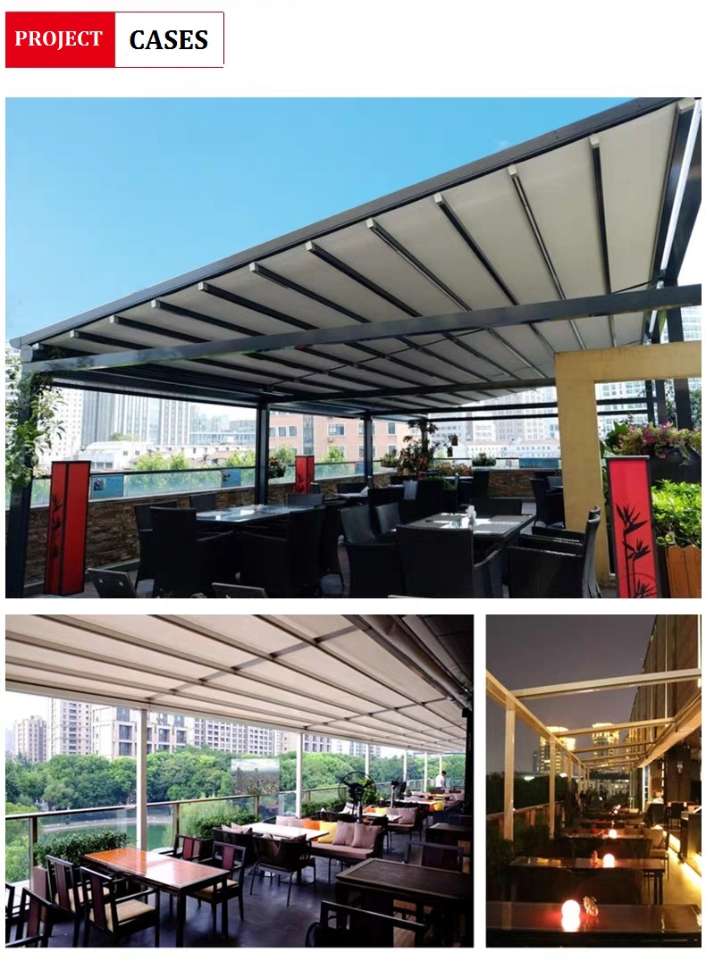 Aluminum Retractable PVC Pergola Canopy,retractable Roof Awning Pergola Hotels