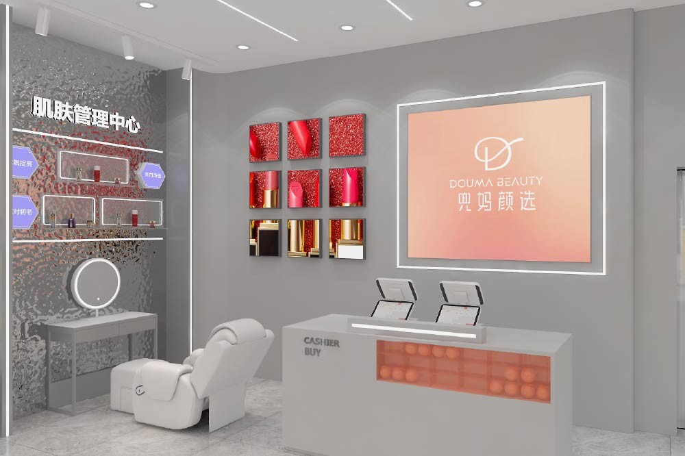 YHeS-P8 Adjustable Shelves Skincare Display Rack for Department Store Counters