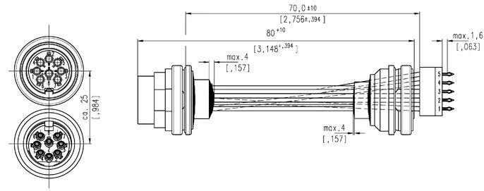 Antenna 8pin AISG RET Cable With M16 Circular Connectors