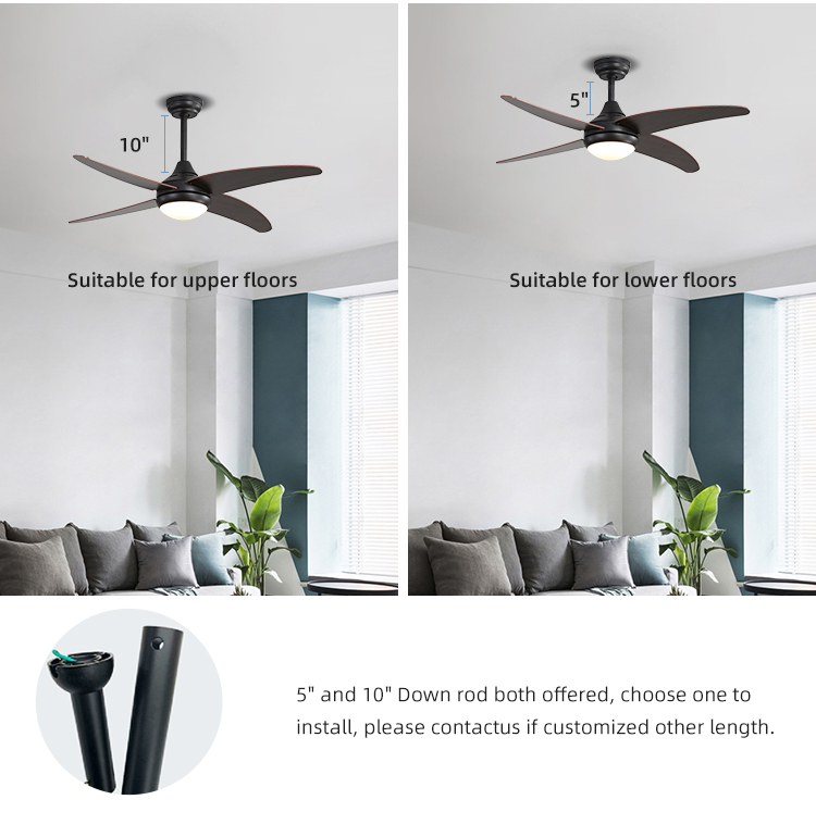 3000-5000K 50000Hour Iron Plywood Metal Blade Ceiling Fan Lamp Energy Saving