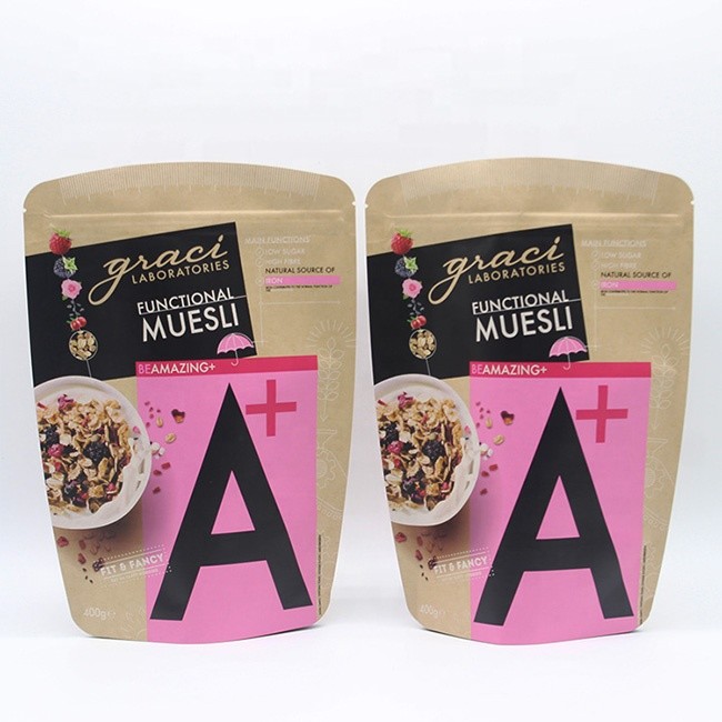 Custom Stand up Coffee Packaging Kraft Paper Pouches with Zipper Bag Printing Bags for Tea