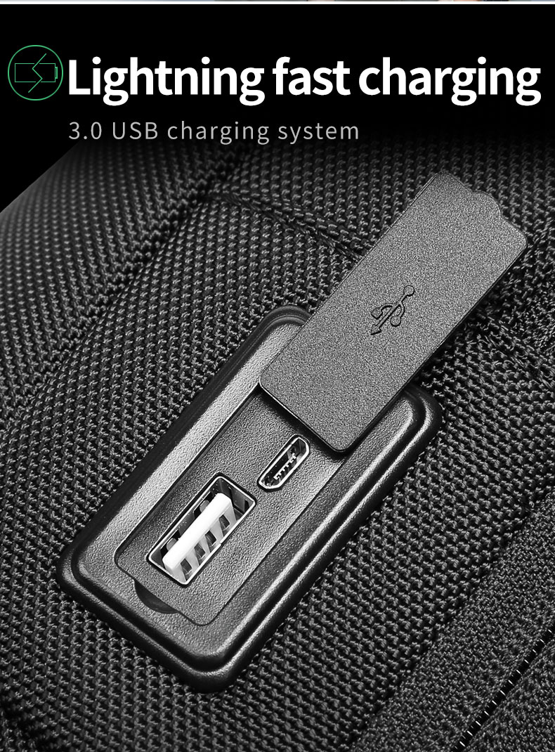 Wholesale waterproof anti theft designer crossbody bag custom logo USB sling bags for men single shoulder chest bag