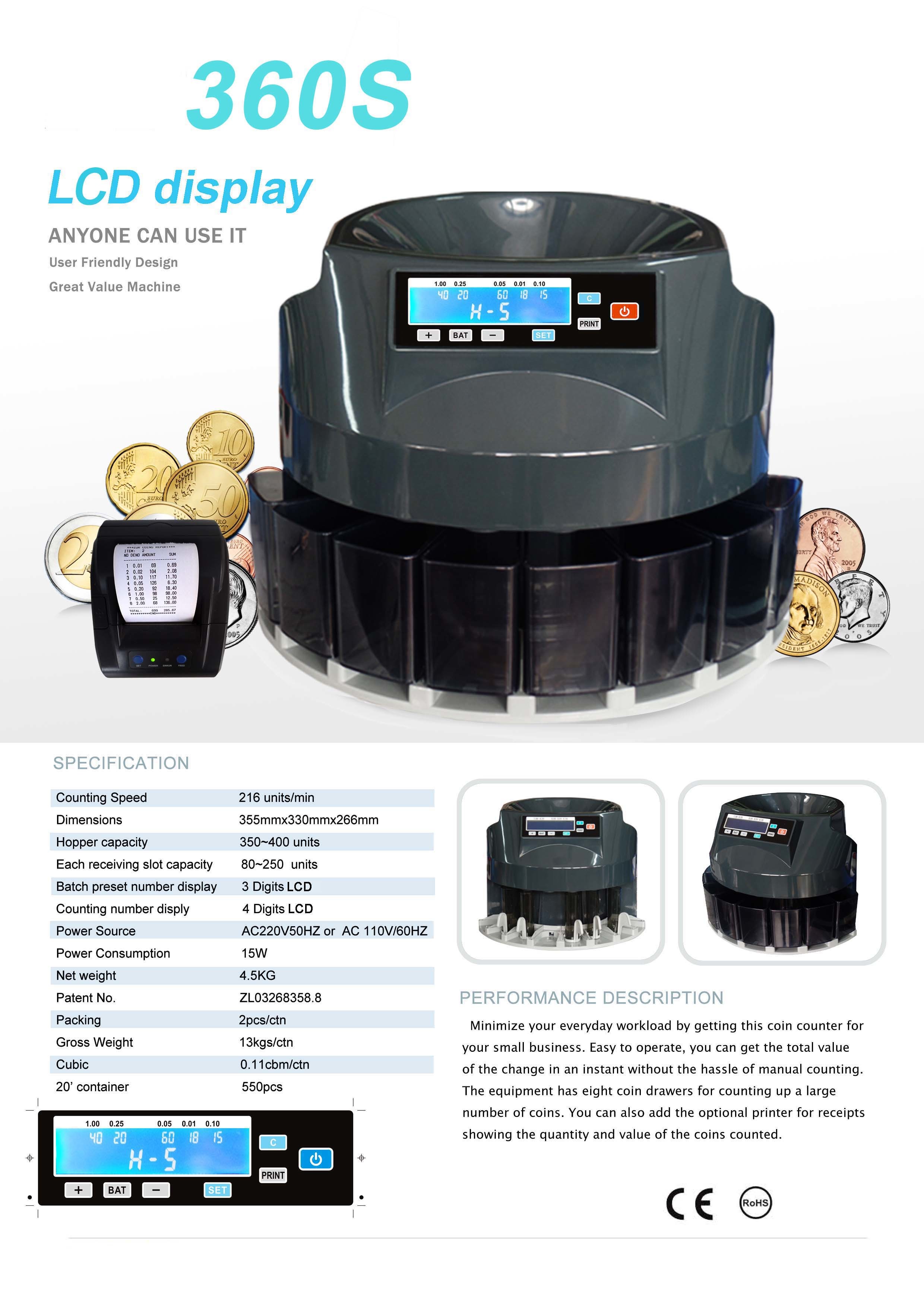 Coin Counter Sorter with LCD screen Coins Automatic Electronic Coin Counter Sorter Machine